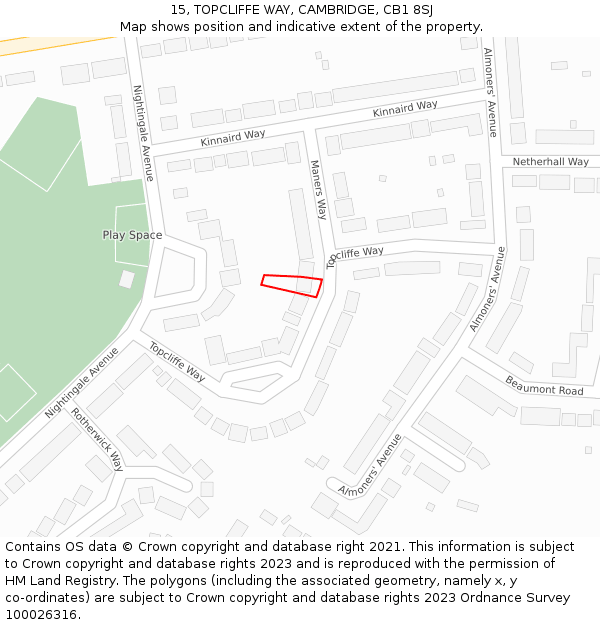 15, TOPCLIFFE WAY, CAMBRIDGE, CB1 8SJ: Location map and indicative extent of plot