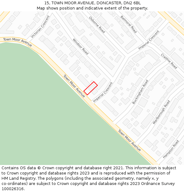 15, TOWN MOOR AVENUE, DONCASTER, DN2 6BL: Location map and indicative extent of plot