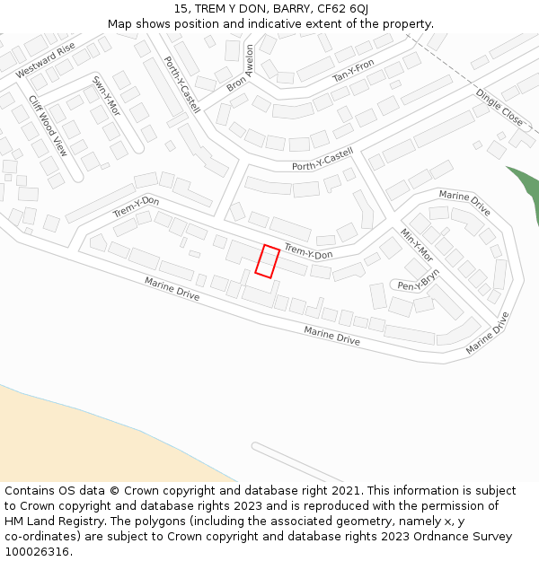 15, TREM Y DON, BARRY, CF62 6QJ: Location map and indicative extent of plot