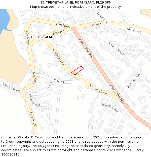 15, TREWETHA LANE, PORT ISAAC, PL29 3RN: Location map and indicative extent of plot