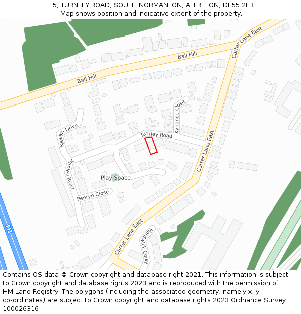 15, TURNLEY ROAD, SOUTH NORMANTON, ALFRETON, DE55 2FB: Location map and indicative extent of plot