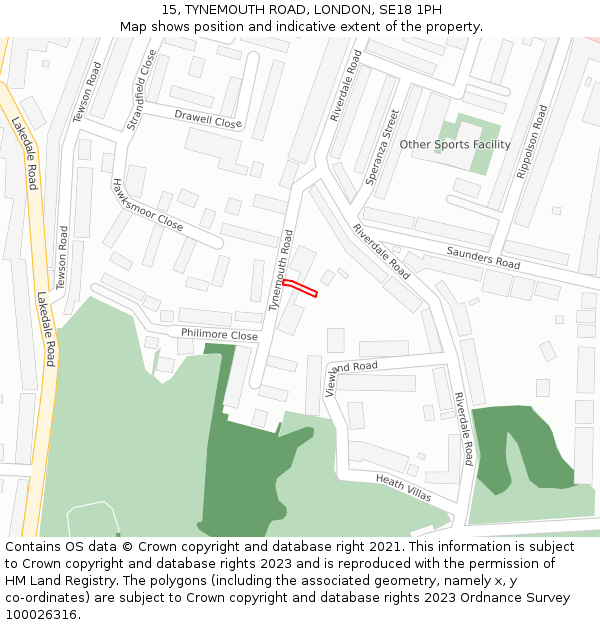 15, TYNEMOUTH ROAD, LONDON, SE18 1PH: Location map and indicative extent of plot