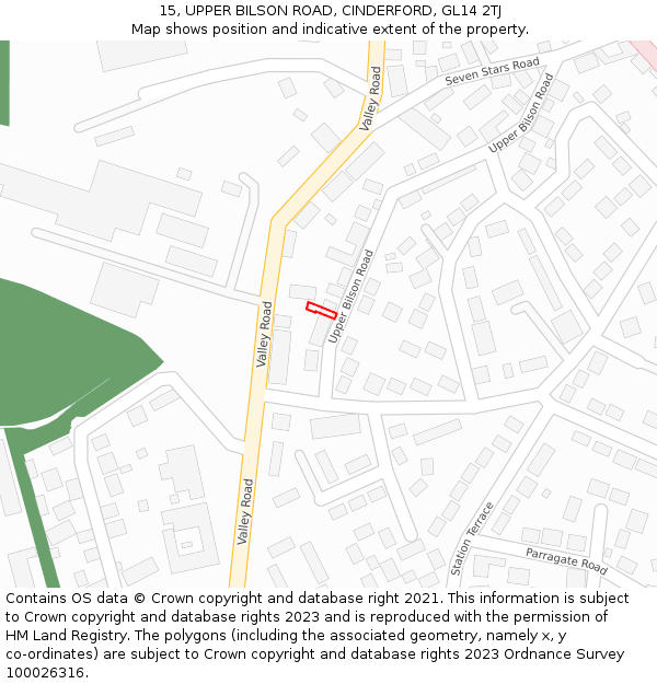 15, UPPER BILSON ROAD, CINDERFORD, GL14 2TJ: Location map and indicative extent of plot