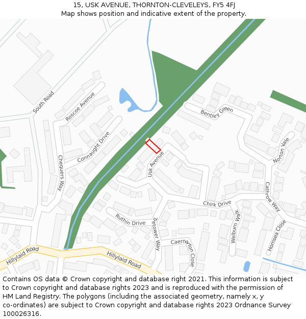 15, USK AVENUE, THORNTON-CLEVELEYS, FY5 4FJ: Location map and indicative extent of plot