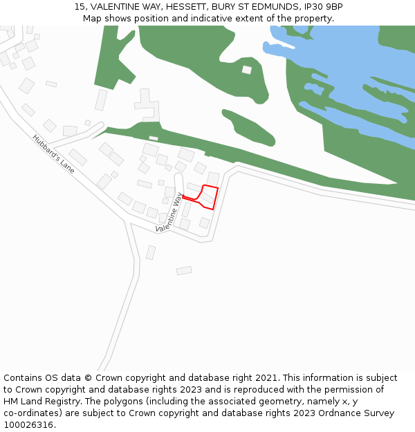 15, VALENTINE WAY, HESSETT, BURY ST EDMUNDS, IP30 9BP: Location map and indicative extent of plot