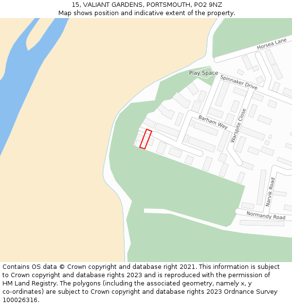 15, VALIANT GARDENS, PORTSMOUTH, PO2 9NZ: Location map and indicative extent of plot