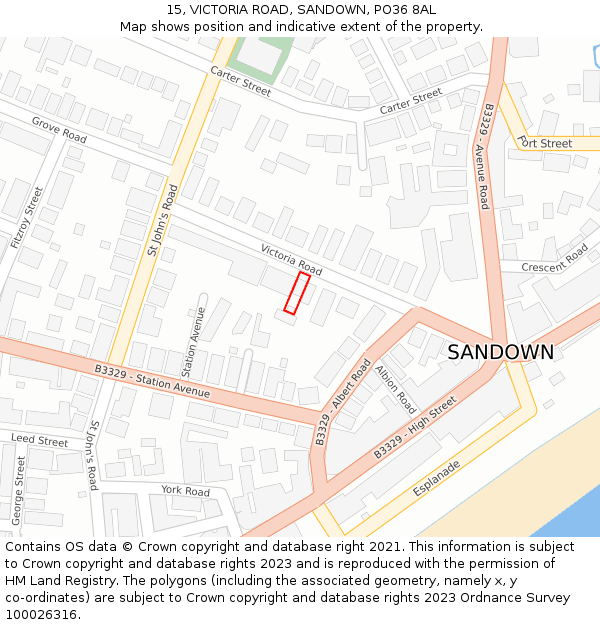 15, VICTORIA ROAD, SANDOWN, PO36 8AL: Location map and indicative extent of plot