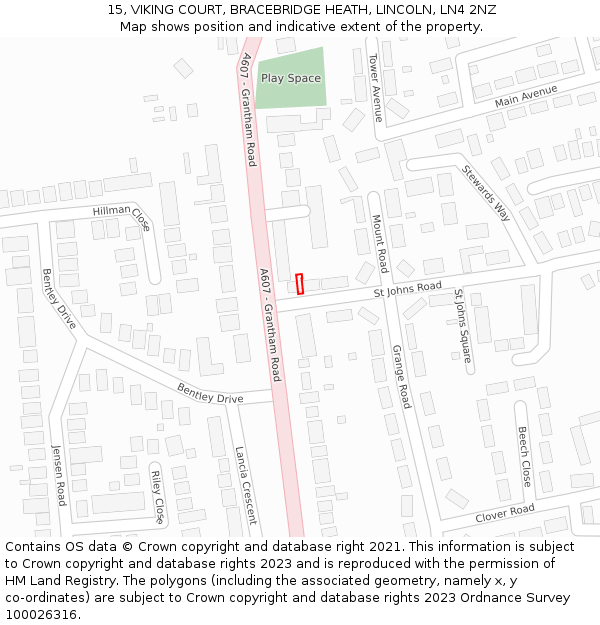 15, VIKING COURT, BRACEBRIDGE HEATH, LINCOLN, LN4 2NZ: Location map and indicative extent of plot