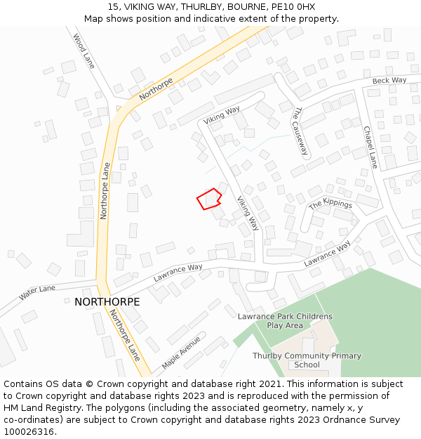 15, VIKING WAY, THURLBY, BOURNE, PE10 0HX: Location map and indicative extent of plot