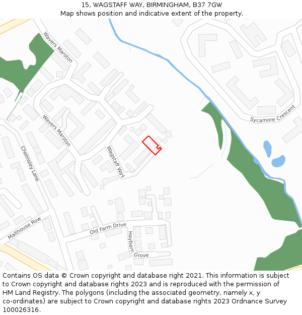 15, WAGSTAFF WAY, BIRMINGHAM, B37 7GW: Location map and indicative extent of plot