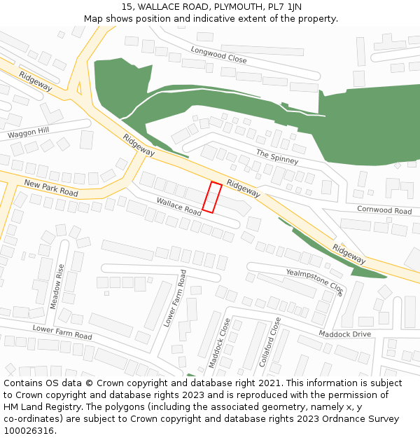 15, WALLACE ROAD, PLYMOUTH, PL7 1JN: Location map and indicative extent of plot