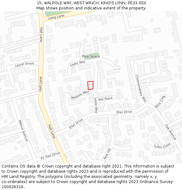 15, WALPOLE WAY, WEST WINCH, KING'S LYNN, PE33 0SX: Location map and indicative extent of plot