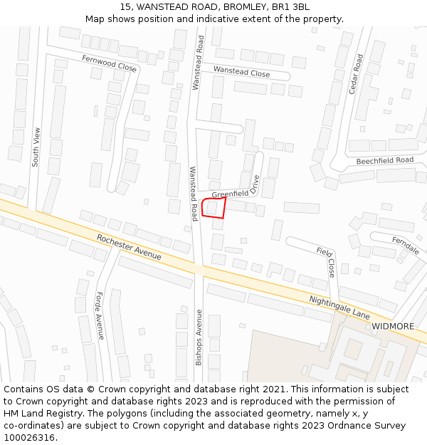 15, WANSTEAD ROAD, BROMLEY, BR1 3BL: Location map and indicative extent of plot