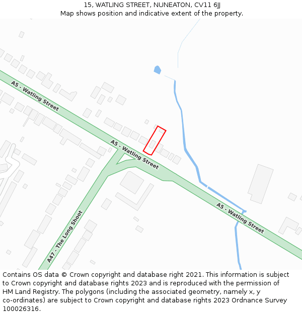 15, WATLING STREET, NUNEATON, CV11 6JJ: Location map and indicative extent of plot