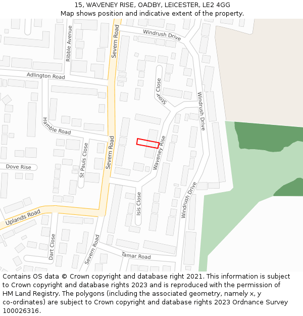 15, WAVENEY RISE, OADBY, LEICESTER, LE2 4GG: Location map and indicative extent of plot