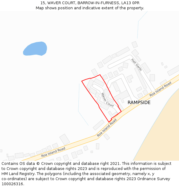 15, WAVER COURT, BARROW-IN-FURNESS, LA13 0PR: Location map and indicative extent of plot