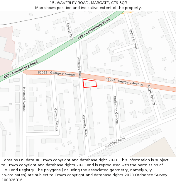 15, WAVERLEY ROAD, MARGATE, CT9 5QB: Location map and indicative extent of plot