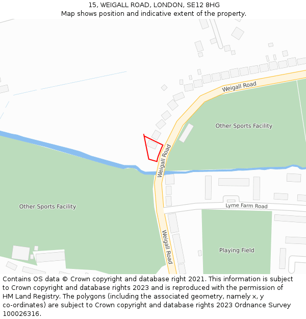 15, WEIGALL ROAD, LONDON, SE12 8HG: Location map and indicative extent of plot