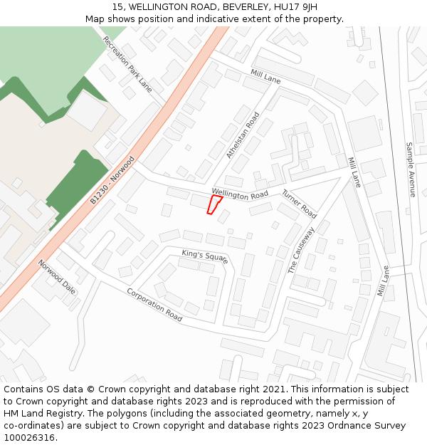 15, WELLINGTON ROAD, BEVERLEY, HU17 9JH: Location map and indicative extent of plot