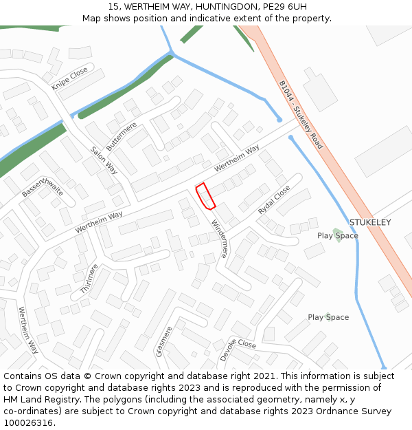 15, WERTHEIM WAY, HUNTINGDON, PE29 6UH: Location map and indicative extent of plot