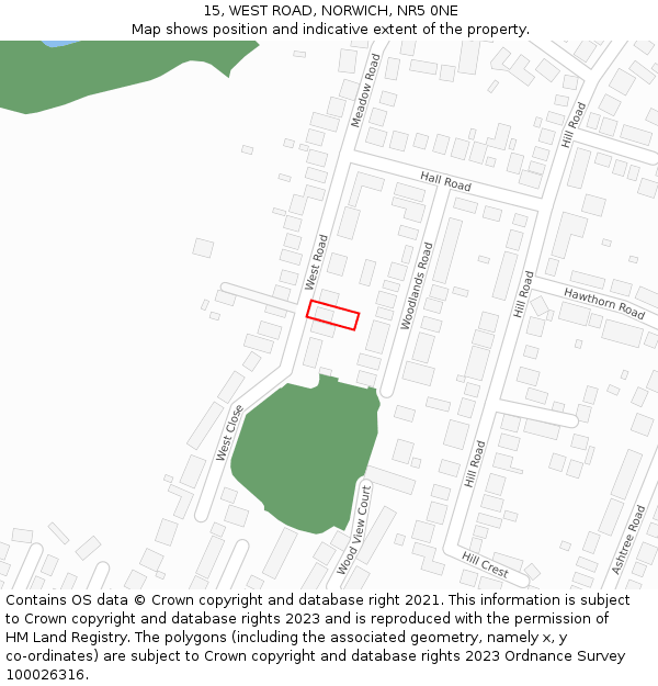 15, WEST ROAD, NORWICH, NR5 0NE: Location map and indicative extent of plot