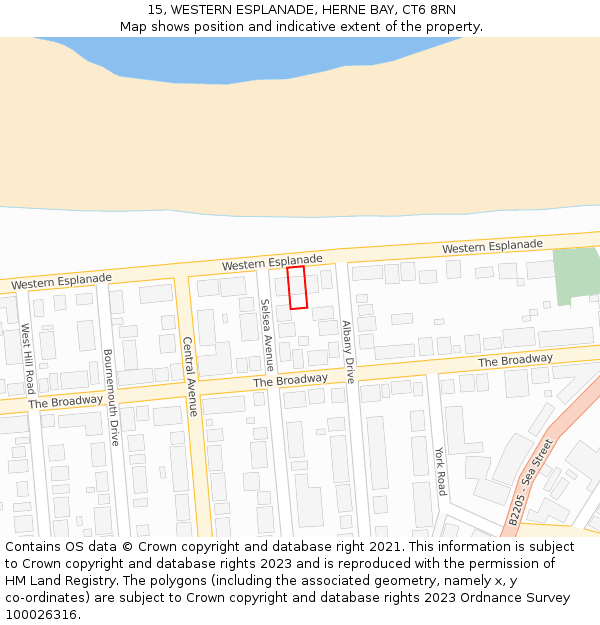 15, WESTERN ESPLANADE, HERNE BAY, CT6 8RN: Location map and indicative extent of plot