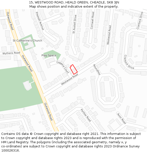 15, WESTWOOD ROAD, HEALD GREEN, CHEADLE, SK8 3JN: Location map and indicative extent of plot