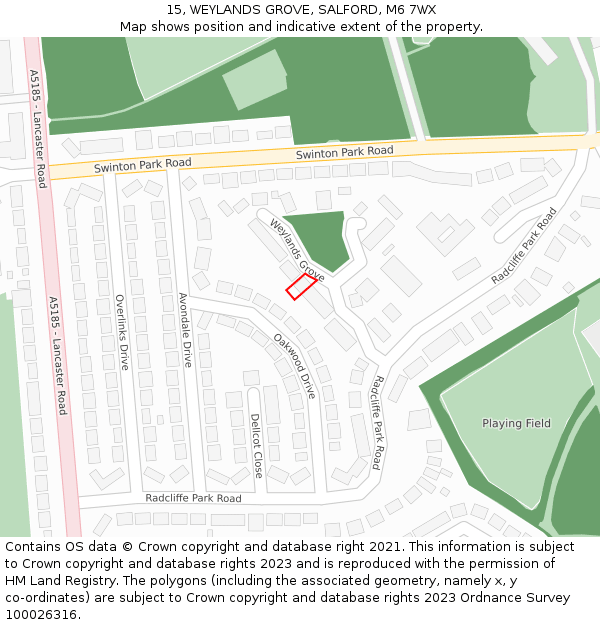 15, WEYLANDS GROVE, SALFORD, M6 7WX: Location map and indicative extent of plot