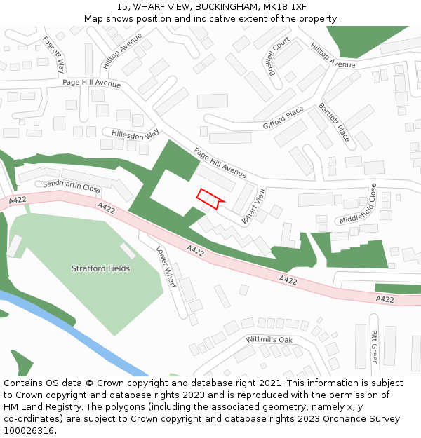 15, WHARF VIEW, BUCKINGHAM, MK18 1XF: Location map and indicative extent of plot