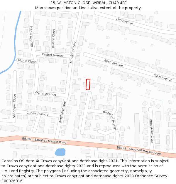 15, WHARTON CLOSE, WIRRAL, CH49 4RF: Location map and indicative extent of plot