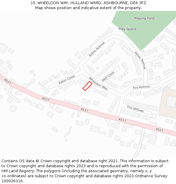 15, WHEELDON WAY, HULLAND WARD, ASHBOURNE, DE6 3FZ: Location map and indicative extent of plot