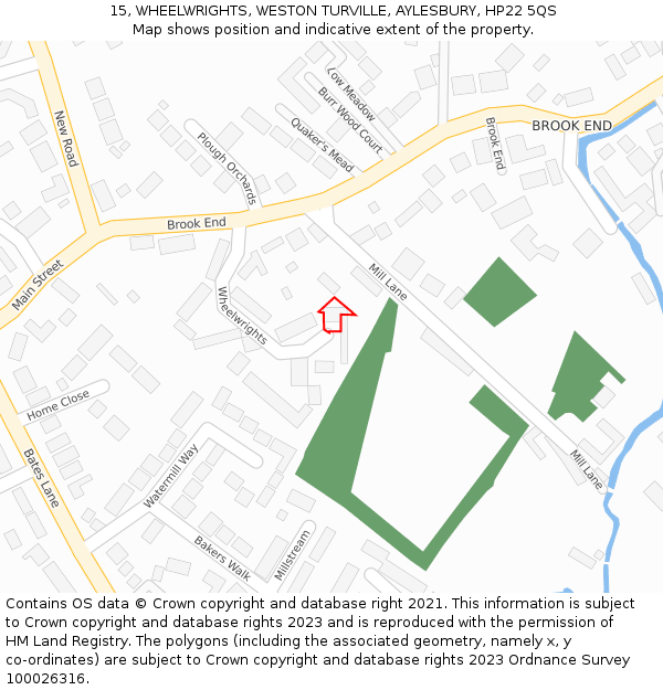 15, WHEELWRIGHTS, WESTON TURVILLE, AYLESBURY, HP22 5QS: Location map and indicative extent of plot