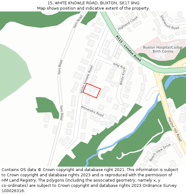 15, WHITE KNOWLE ROAD, BUXTON, SK17 9NG: Location map and indicative extent of plot