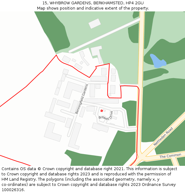 15, WHYBROW GARDENS, BERKHAMSTED, HP4 2GU: Location map and indicative extent of plot