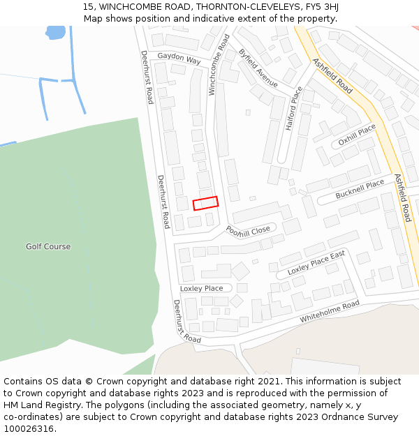 15, WINCHCOMBE ROAD, THORNTON-CLEVELEYS, FY5 3HJ: Location map and indicative extent of plot
