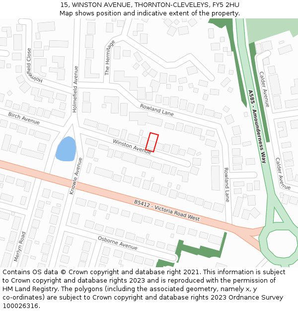 15, WINSTON AVENUE, THORNTON-CLEVELEYS, FY5 2HU: Location map and indicative extent of plot