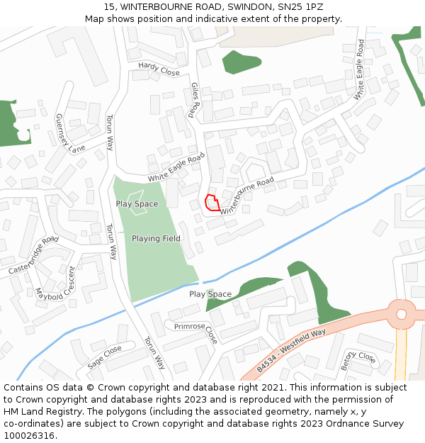 15, WINTERBOURNE ROAD, SWINDON, SN25 1PZ: Location map and indicative extent of plot