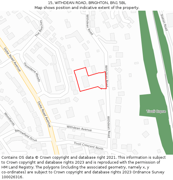 15, WITHDEAN ROAD, BRIGHTON, BN1 5BL: Location map and indicative extent of plot