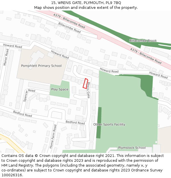 15, WRENS GATE, PLYMOUTH, PL9 7BQ: Location map and indicative extent of plot