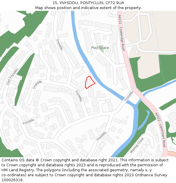 15, YNYSDDU, PONTYCLUN, CF72 9UA: Location map and indicative extent of plot