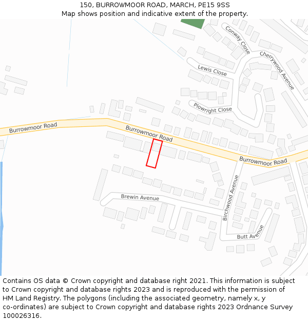 150, BURROWMOOR ROAD, MARCH, PE15 9SS: Location map and indicative extent of plot