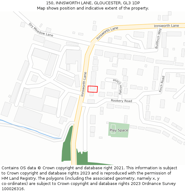 150, INNSWORTH LANE, GLOUCESTER, GL3 1DP: Location map and indicative extent of plot