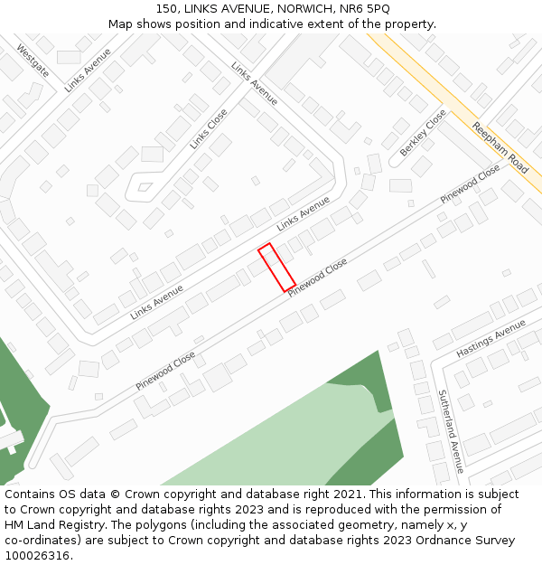 150, LINKS AVENUE, NORWICH, NR6 5PQ: Location map and indicative extent of plot