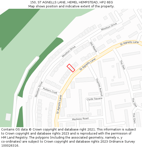 150, ST AGNELLS LANE, HEMEL HEMPSTEAD, HP2 6EG: Location map and indicative extent of plot