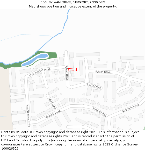 150, SYLVAN DRIVE, NEWPORT, PO30 5EG: Location map and indicative extent of plot