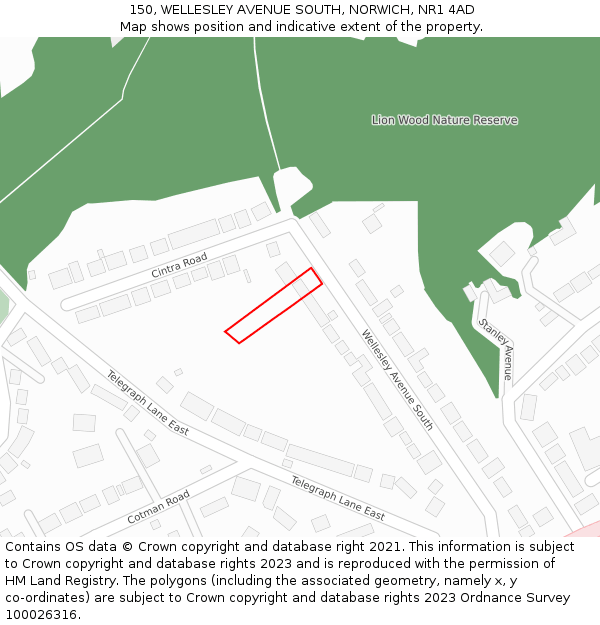 150, WELLESLEY AVENUE SOUTH, NORWICH, NR1 4AD: Location map and indicative extent of plot