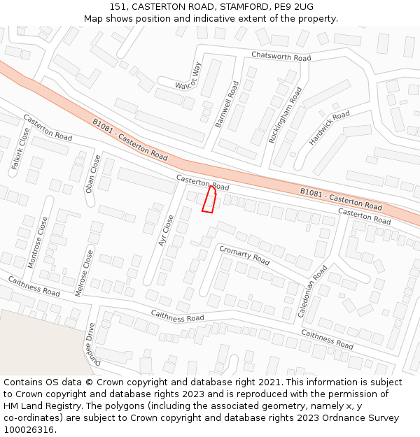 151, CASTERTON ROAD, STAMFORD, PE9 2UG: Location map and indicative extent of plot