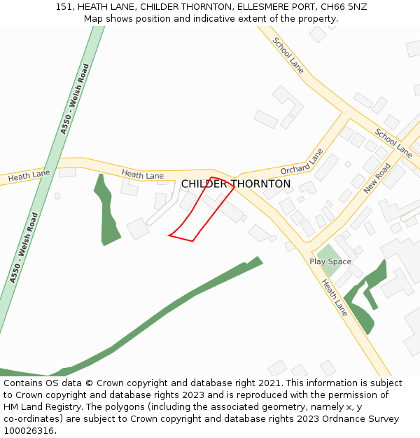 151, HEATH LANE, CHILDER THORNTON, ELLESMERE PORT, CH66 5NZ: Location map and indicative extent of plot