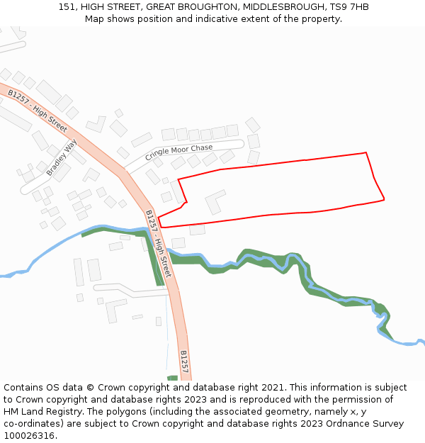 151, HIGH STREET, GREAT BROUGHTON, MIDDLESBROUGH, TS9 7HB: Location map and indicative extent of plot