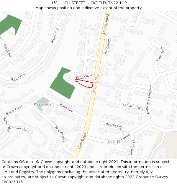 151, HIGH STREET, UCKFIELD, TN22 1HP: Location map and indicative extent of plot